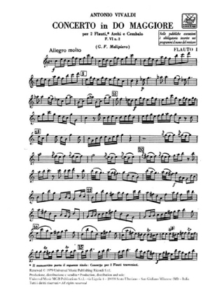 Concerto en Do Maj. - F. 6 n° 2 - Matériel - VIVALDI - Partition